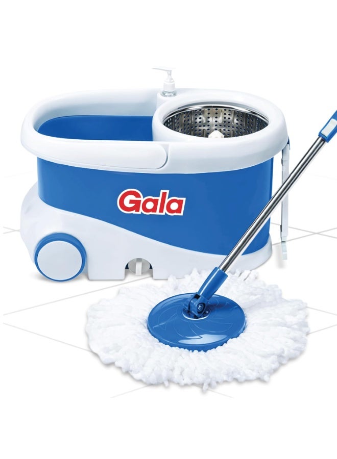 Gala - 142651 Jet Spin mop with stainless steel wringer, jumbo wheels and 2 refills (White and Blue) - Image 1